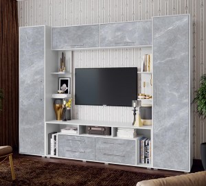 Гостиная Гармония МДФ (Миф) Мрамор Глянец/Белый